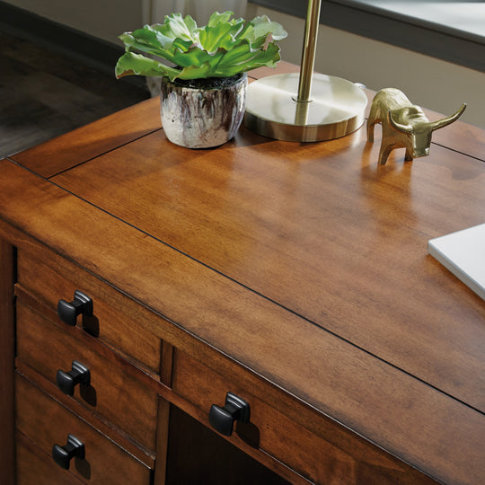 Tahoe Aged Maple 54" W Executive Pedestal Desk by Homestyles