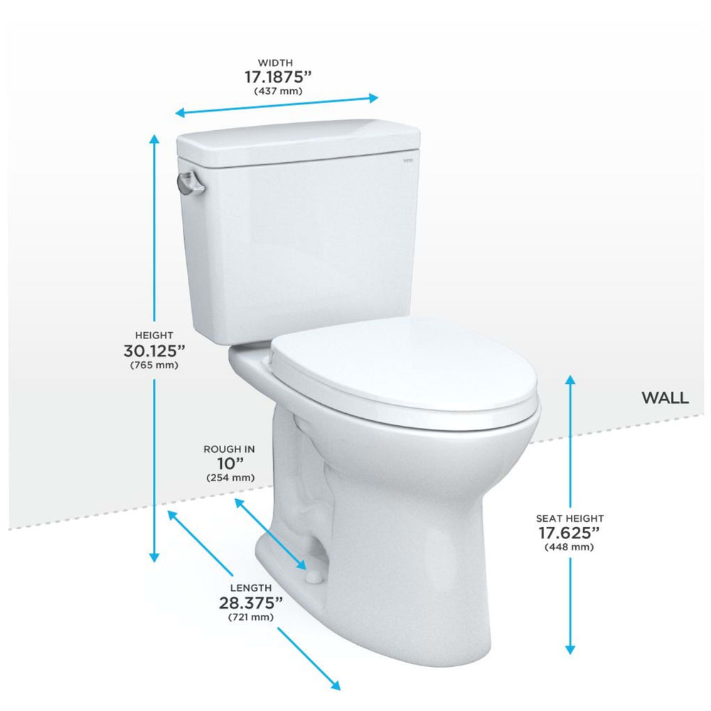 MS776124CEFG.10#01 Drake 1.28 GPF Two Piece Elongated Chair Height Toilet with Left Hand Lever Seat Included