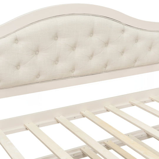 Twin Daybed with Trundle, Twin Size Daybed with 2 Storage Drawers, Wooden Sofa Bed with Upholstered Button Tufted Backrest