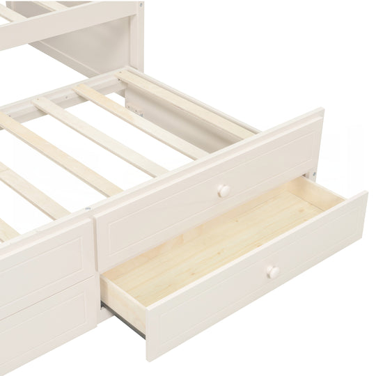 Twin Daybed with Trundle, Twin Size Daybed with 2 Storage Drawers, Wooden Sofa Bed with Upholstered Button Tufted Backrest