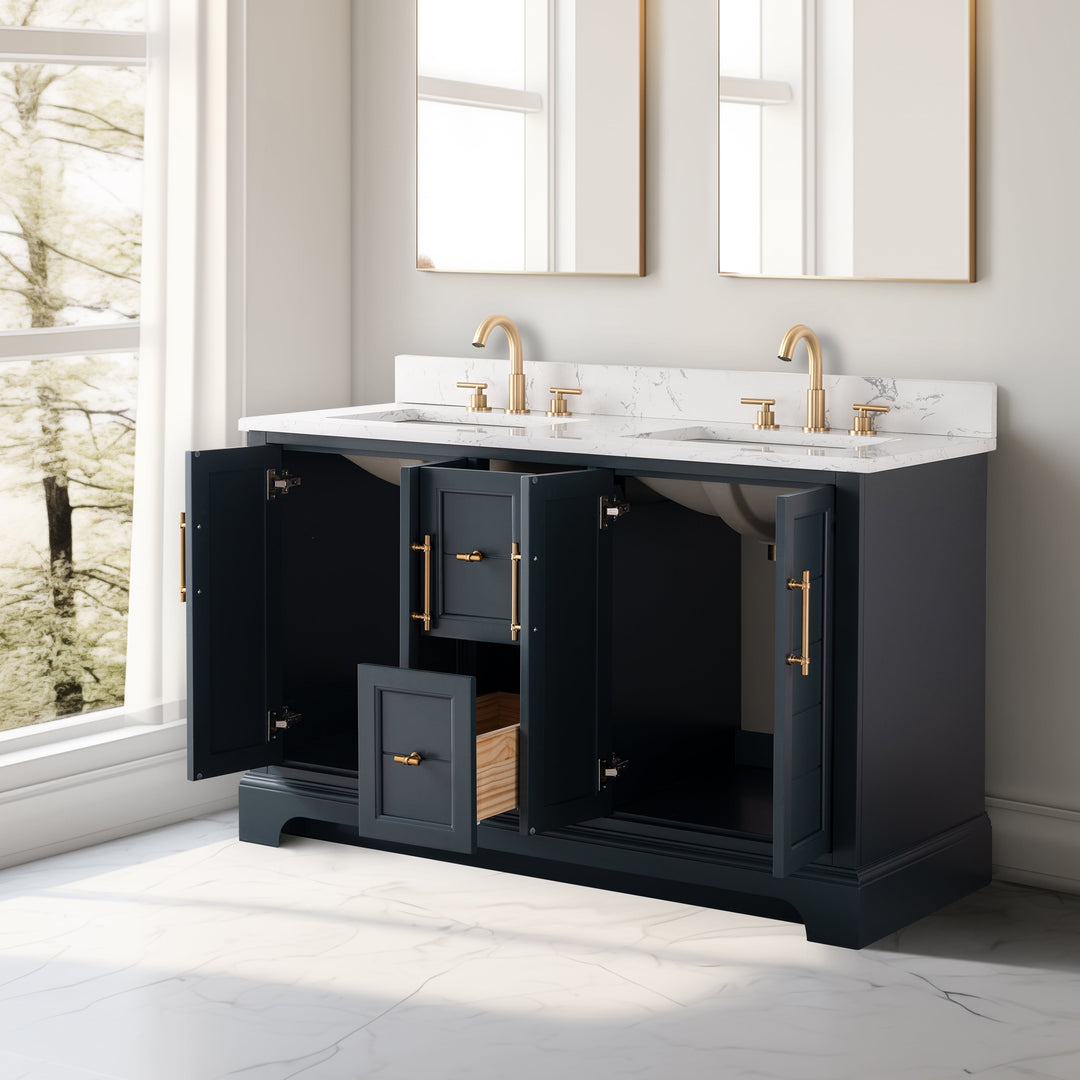 54" Double Sink Bathroom Vanity with Top & Backsplash