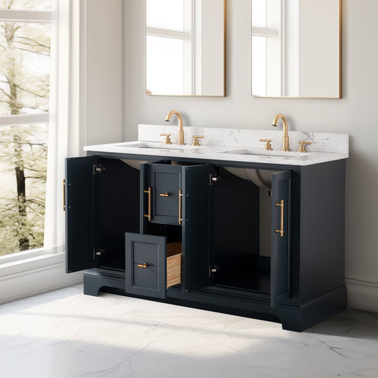 54" Double Sink Bathroom Vanity with Top & Backsplash