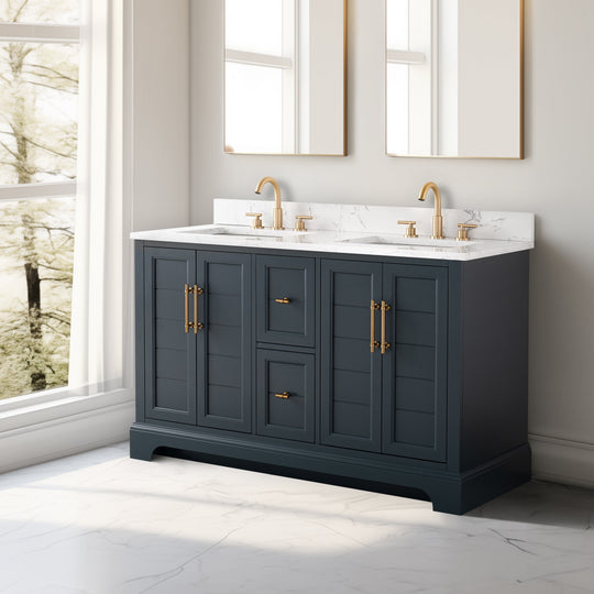 54" Double Sink Bathroom Vanity with Top & Backsplash