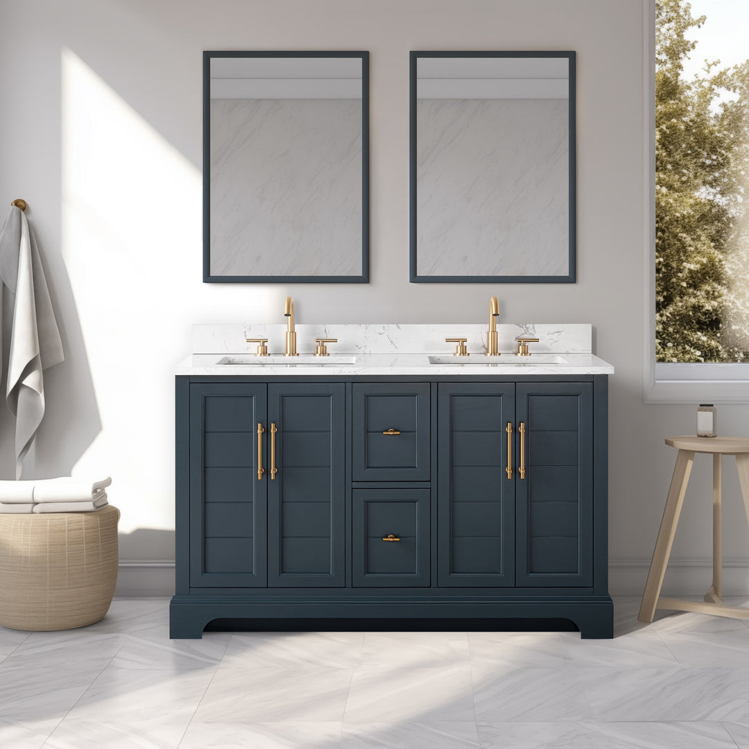 54" Double Sink Bathroom Vanity with Top & Backsplash