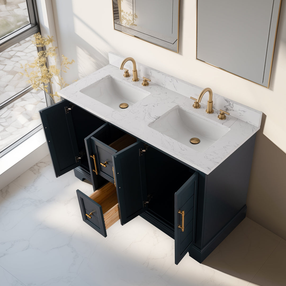 54" Double Sink Bathroom Vanity with Top & Backsplash