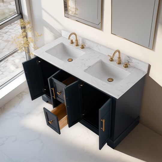 54" Double Sink Bathroom Vanity with Top & Backsplash