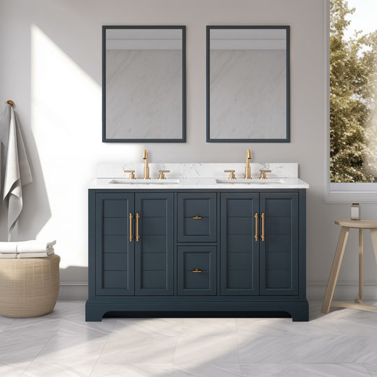54" Double Sink Bathroom Vanity with Top & Backsplash