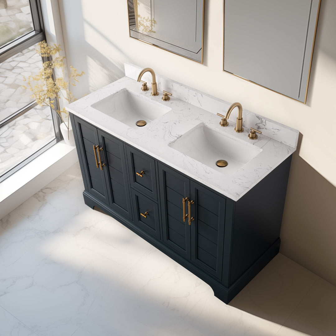 54" Double Sink Bathroom Vanity with Top & Backsplash