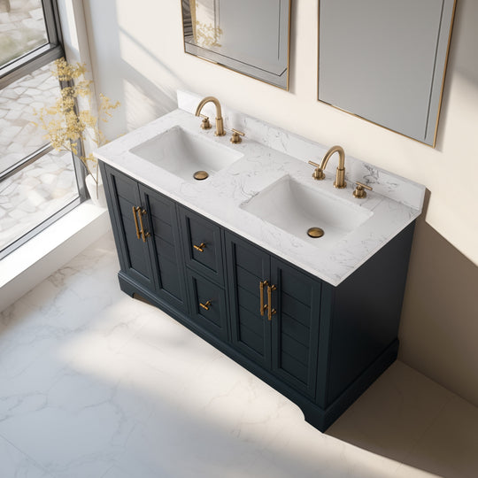54" Double Sink Bathroom Vanity with Top & Backsplash