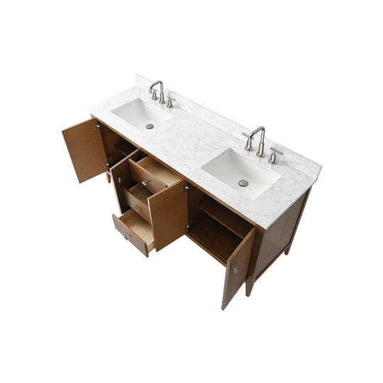 72" Double Sink Bathroom Vanity Cabinet with Engineered Marble Top