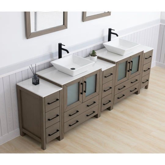 96-Inch Double Sink Bathroom Vanity Set with Engineered Marble Top and Free Mirror - 96 X 18.5 X 36 Inches