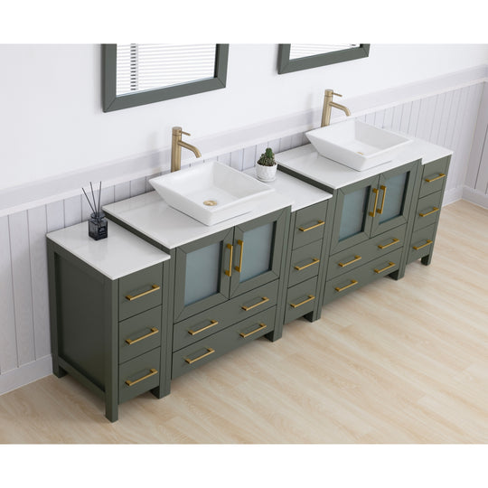 96-Inch Double Sink Bathroom Vanity Set with Engineered Marble Top and Free Mirror - 96 X 18.5 X 36 Inches