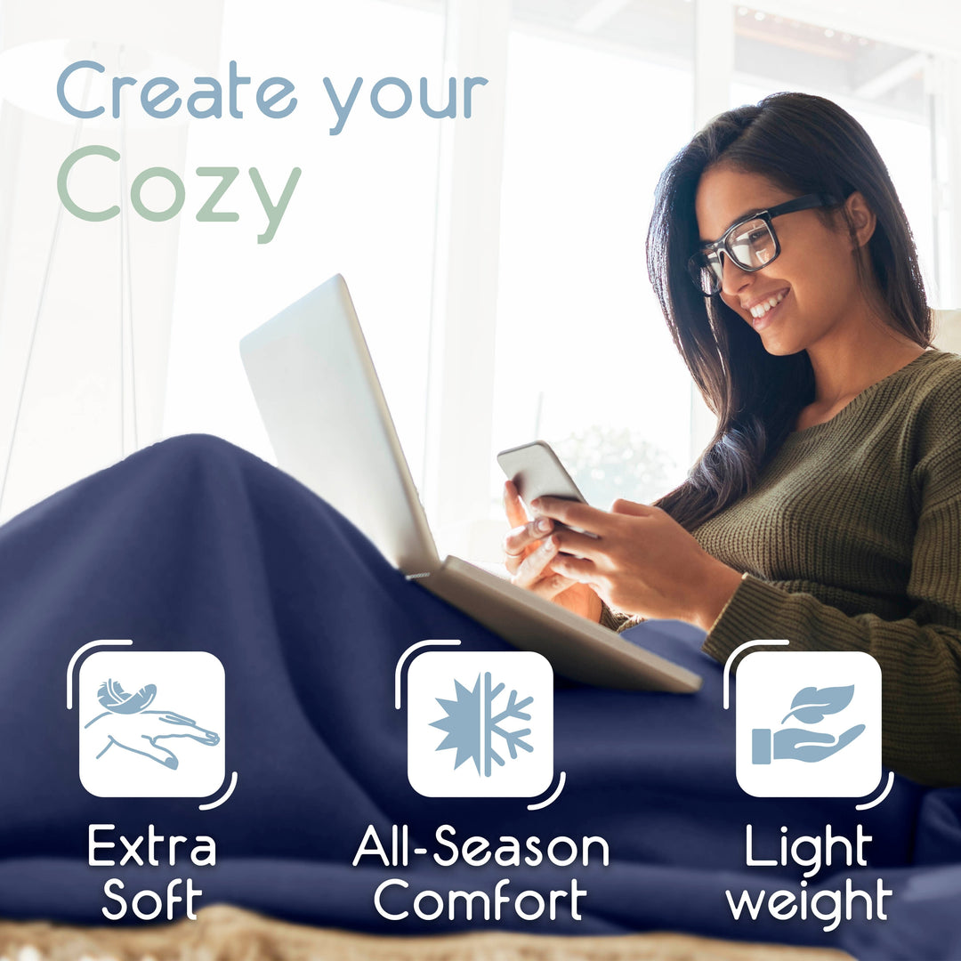 Microfleece Blanket Soft, Lightweight, Plush All-Season Throw