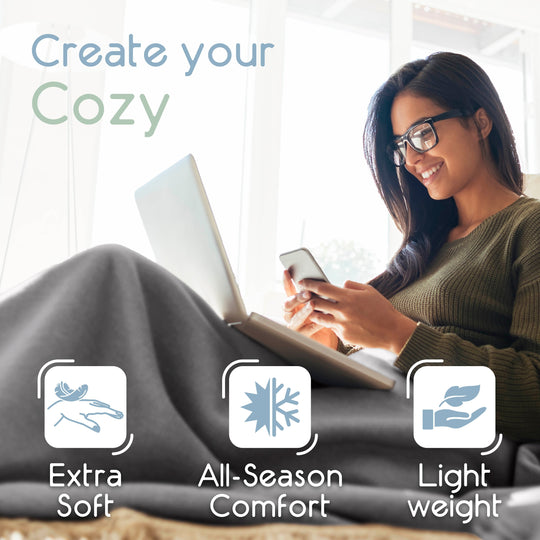 Microfleece Blanket Soft, Lightweight, Plush All-Season Throw