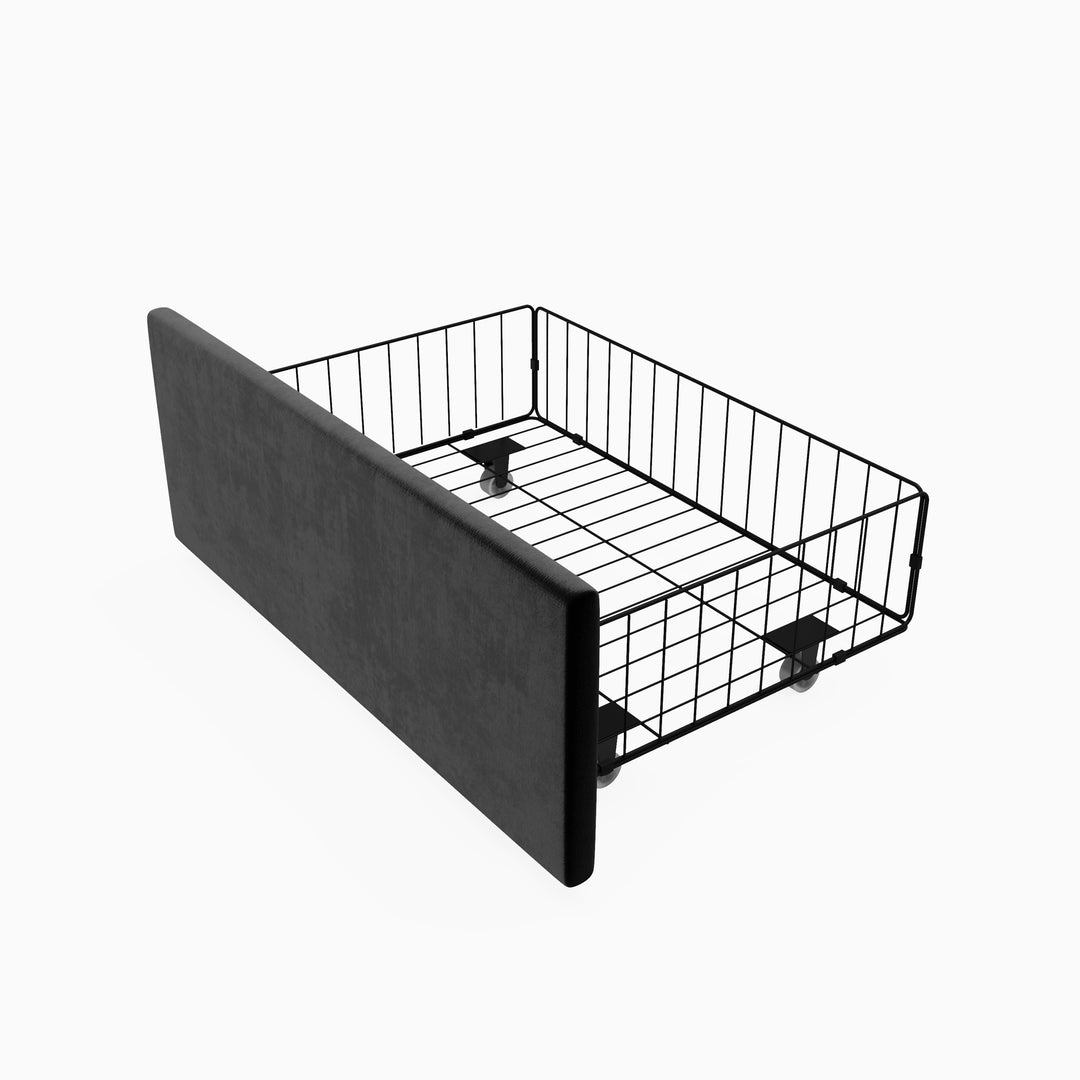 Velvet Upholstered Platform Bed with Smart Ambient Strip Lights Wingback Headboard and Endbed Pull-Out Storage Drawers
