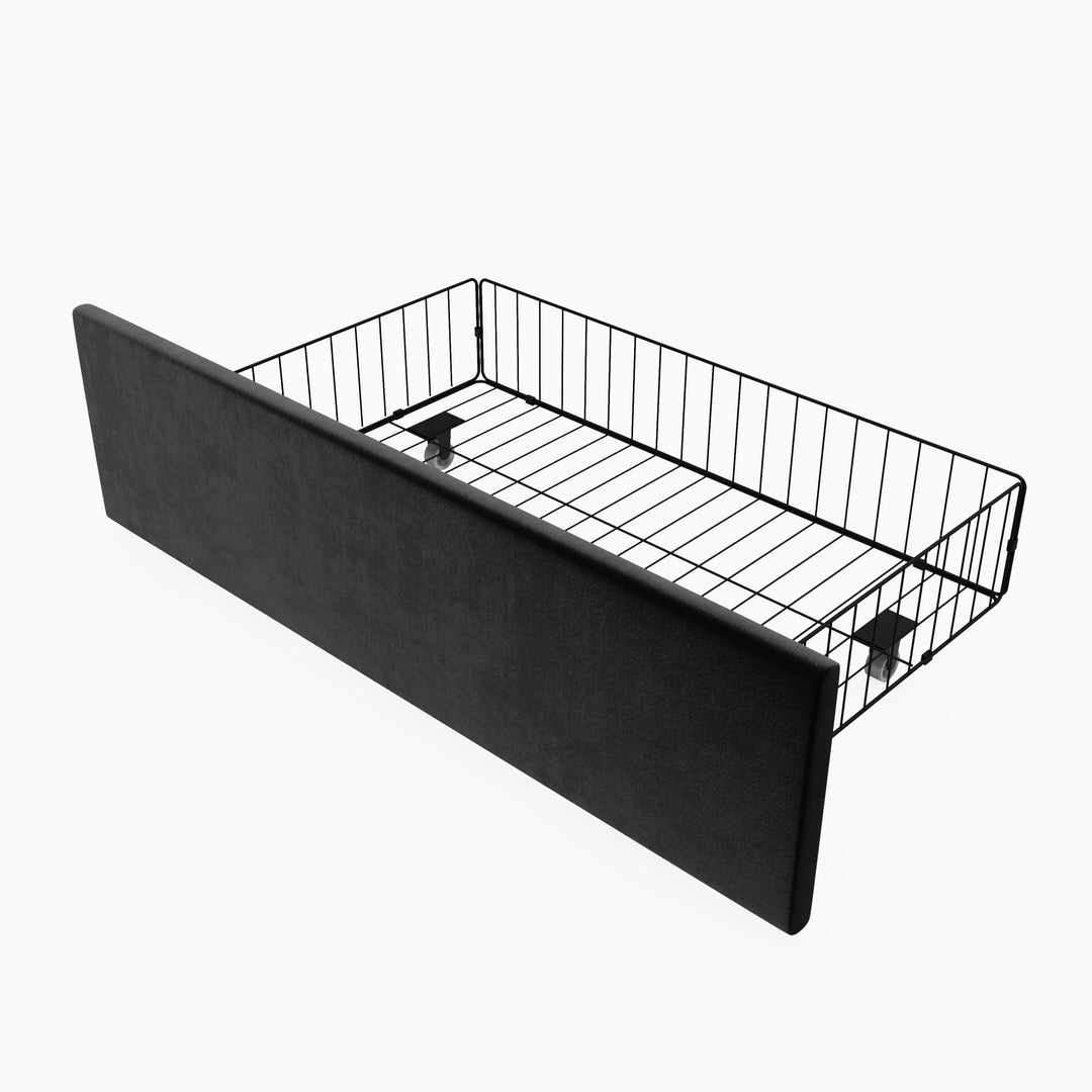 Velvet Upholstered Platform Bed with Smart Ambient Strip Lights Wingback Headboard and Endbed Pull-Out Storage Drawers