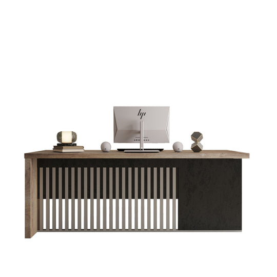 WESOME L-Shaped Executive Office Desk with 2 Drawers 4 Wheels File Cabinets Cable Management