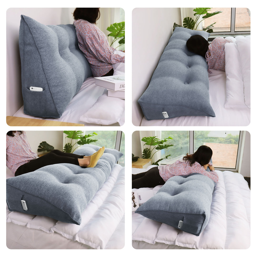 Bed Rest Wedge Reading Pillow Headboard Back Support Cushion