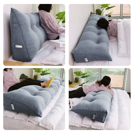 Bed Rest Wedge Reading Pillow Headboard Back Support Cushion
