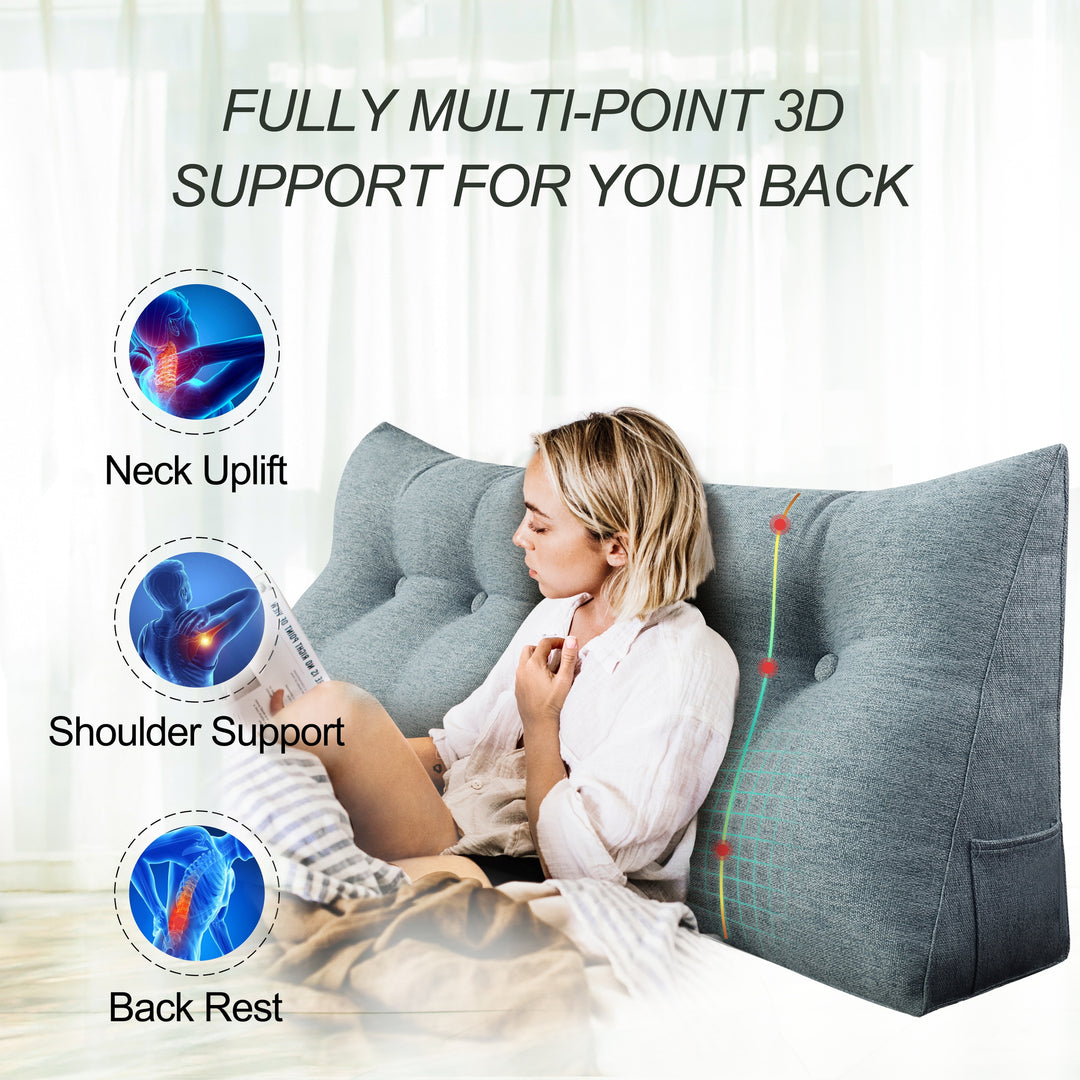 Bed Rest Wedge Reading Pillow Headboard Back Support Cushion