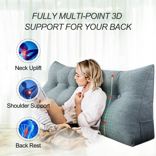 Bed Rest Wedge Reading Pillow Headboard Back Support Cushion