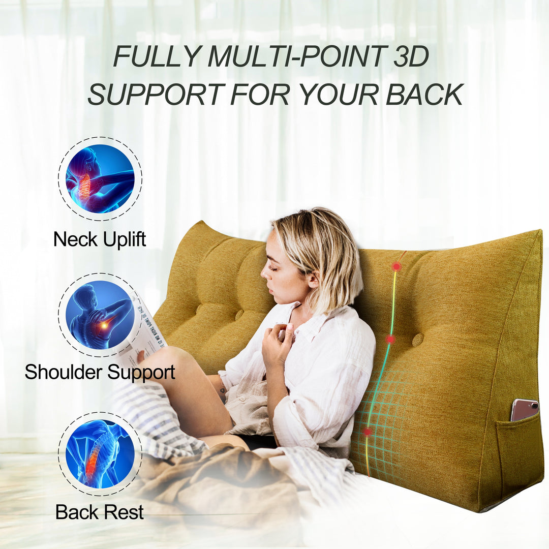 Bed Rest Wedge Reading Pillow Headboard Back Support Cushion