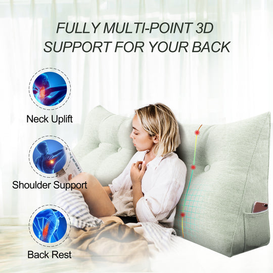 Bed Rest Wedge Reading Pillow Headboard Back Support Cushion
