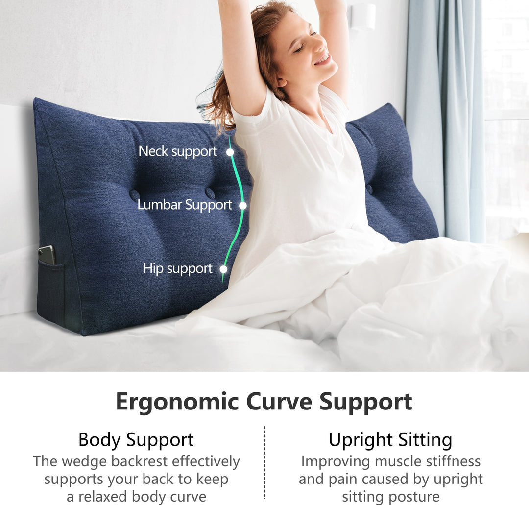 Bed Rest Wedge Reading Pillow Headboard Back Support Cushion