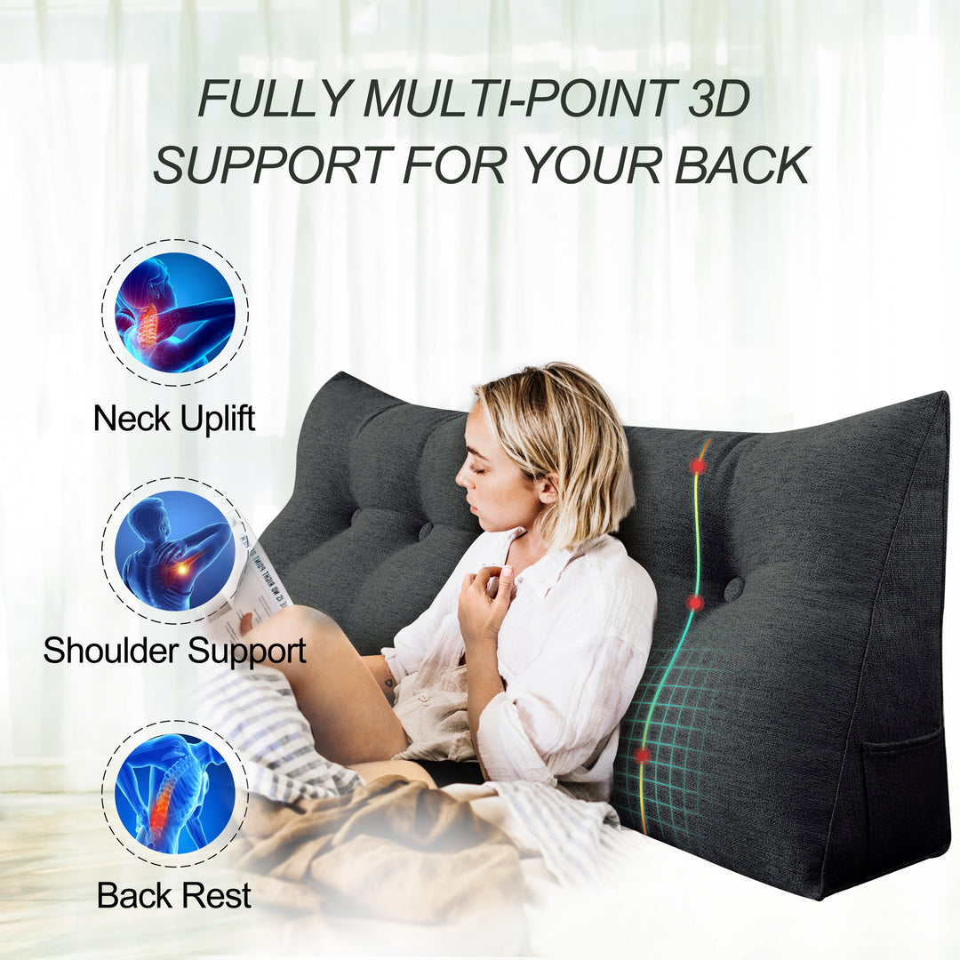 Bed Rest Wedge Reading Pillow Headboard Back Support Cushion