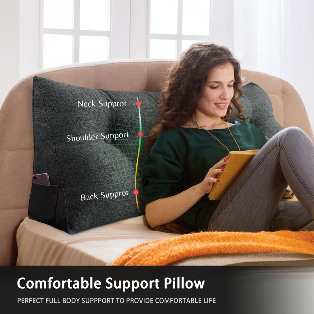 Bed Rest Wedge Reading Pillow Headboard Back Support Cushion