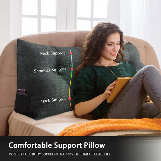 Bed Rest Wedge Reading Pillow Headboard Back Support Cushion