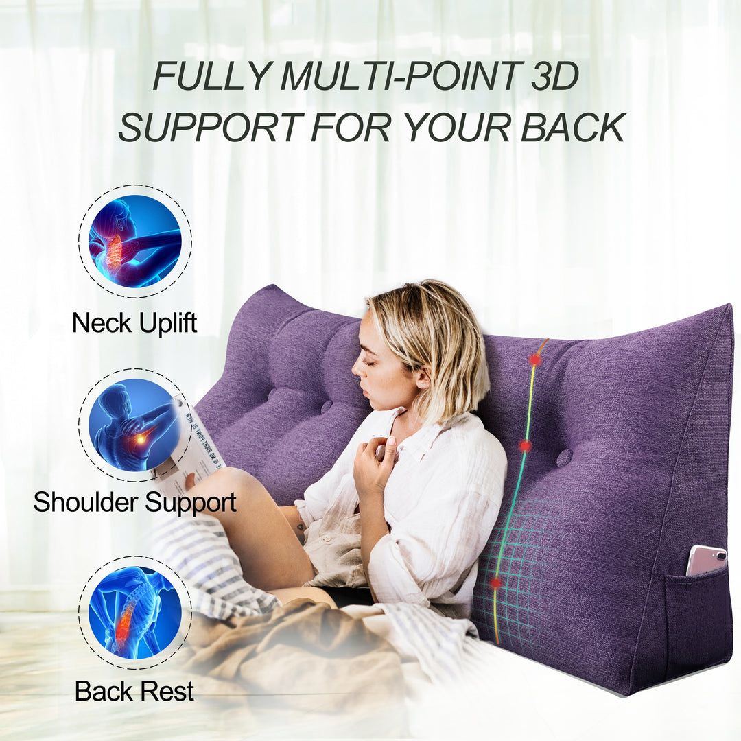 Bed Rest Wedge Reading Pillow Headboard Back Support Cushion