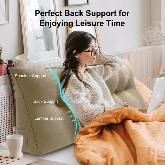 Bed Rest Wedge Reading Pillow Headboard Back Support Cushion