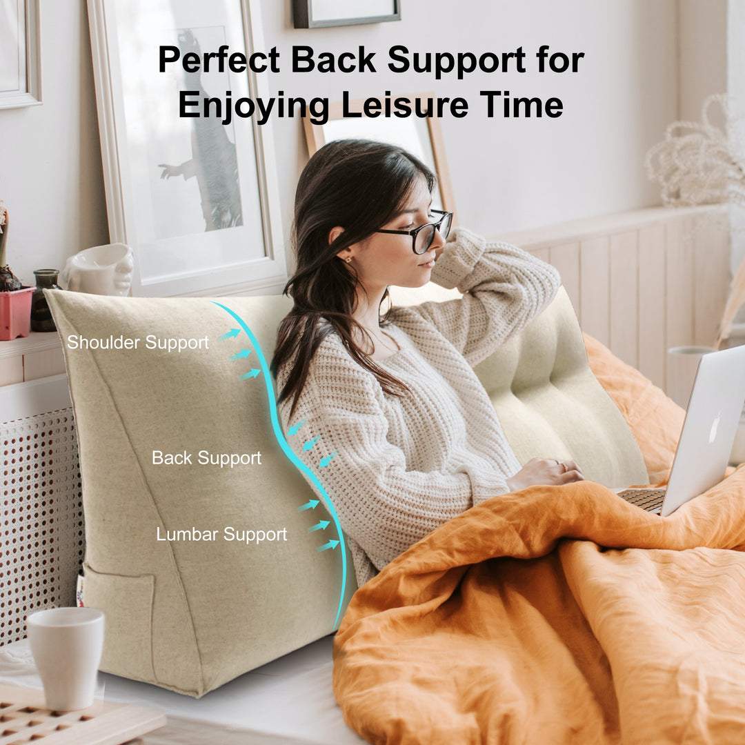 Bed Rest Wedge Reading Pillow Headboard Back Support Cushion
