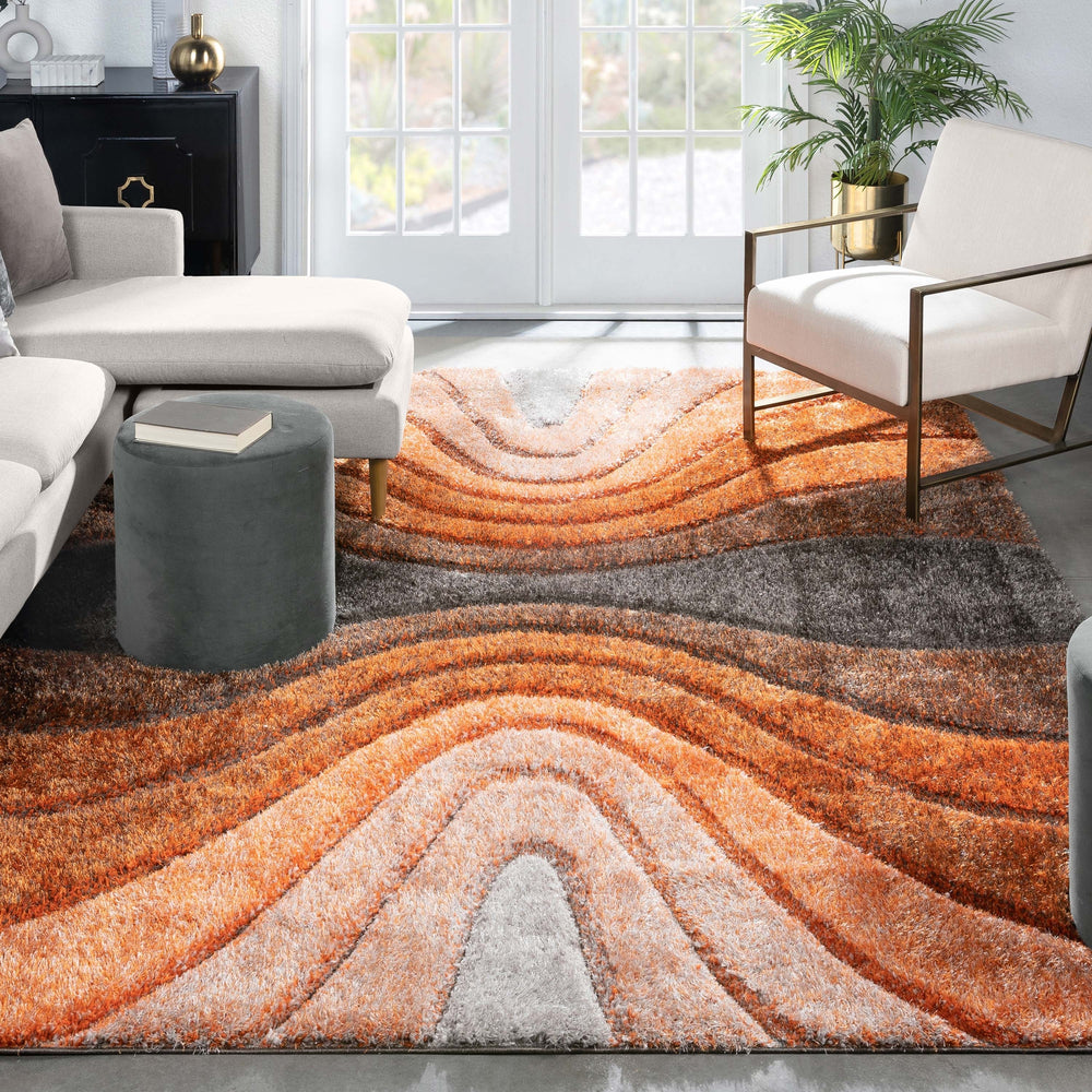 San Francisco Luz Geometric Modern Carved Shag Area Rug