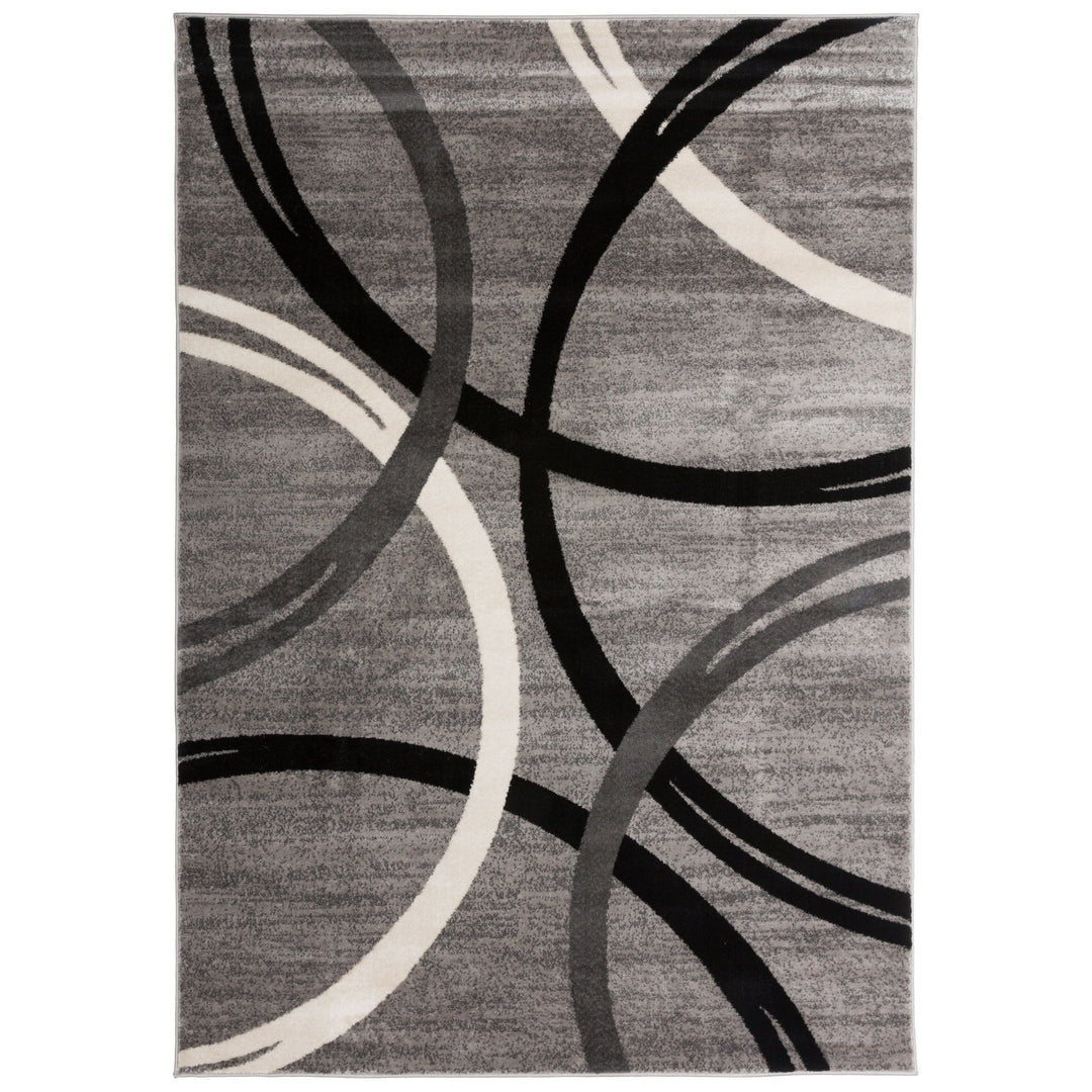 Contemporary Abstract Circles Design Area Rug