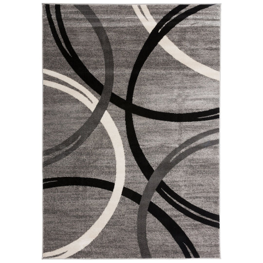 Contemporary Abstract Circles Design Area Rug