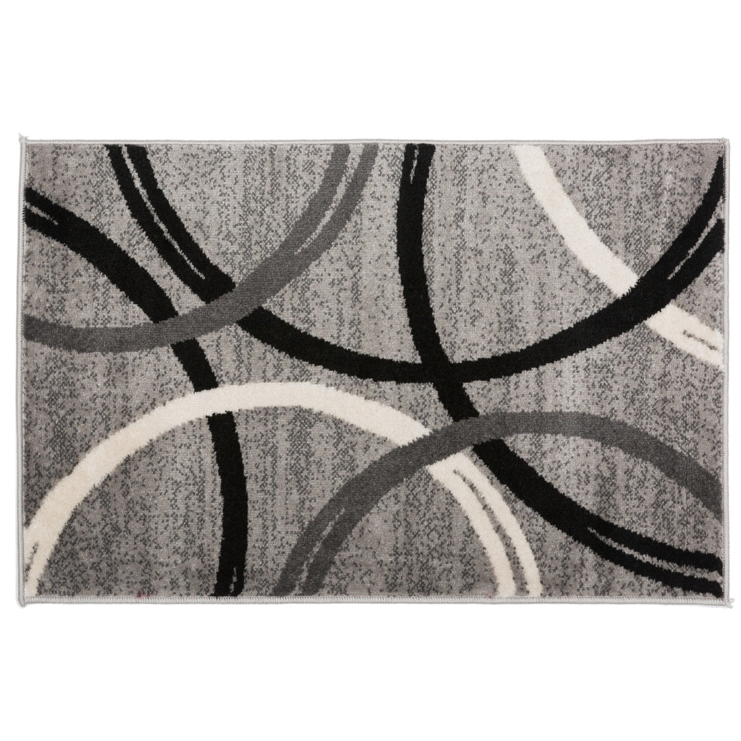 Contemporary Abstract Circles Design Area Rug
