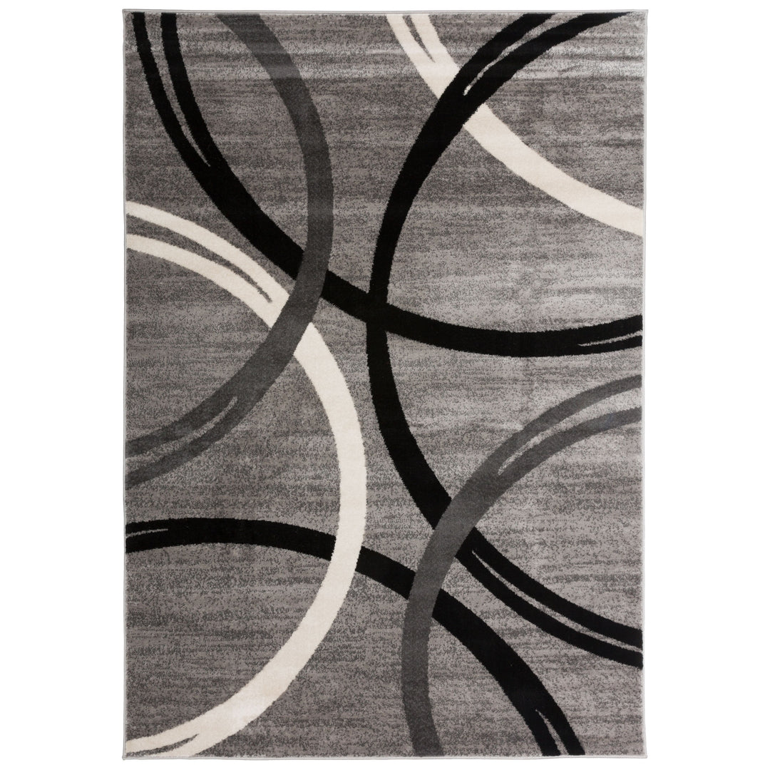 Contemporary Abstract Circles Design Area Rug