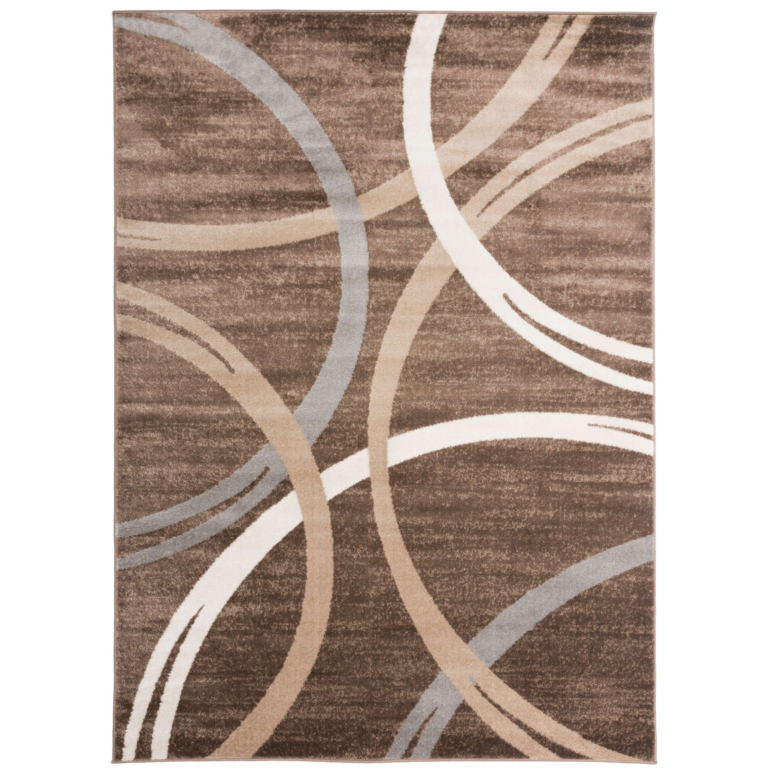 Contemporary Abstract Circles Design Area Rug