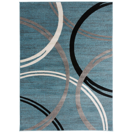 Contemporary Abstract Circles Design Area Rug