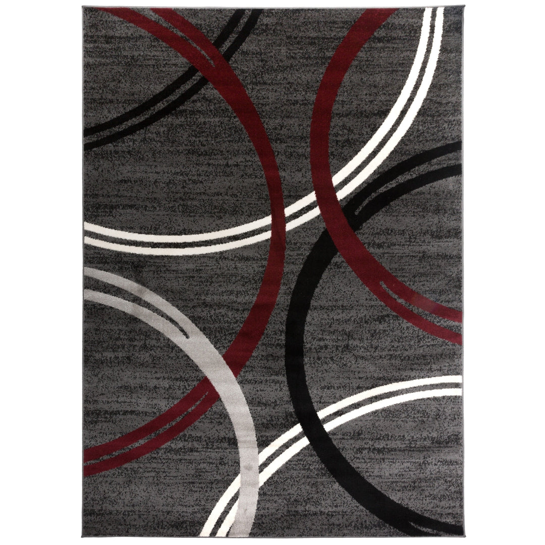 Contemporary Abstract Circles Design Area Rug