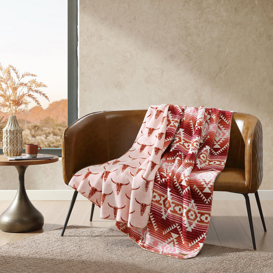 Printed Plush Fleece Reversible Blanket