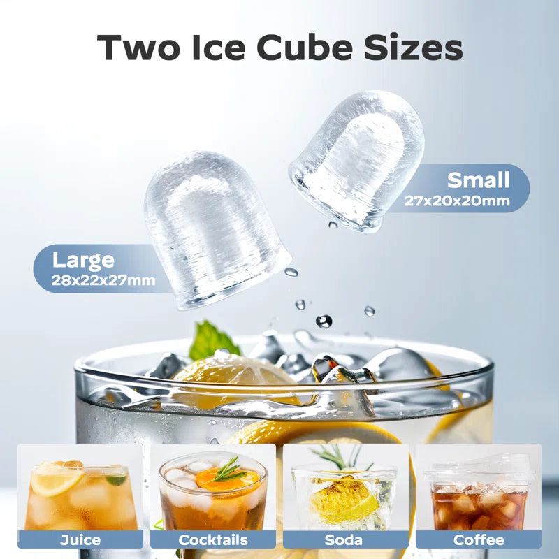 26 Lbs 2 Sizes of Bullet Ice Maker, Camping and Party Ice Maker with Handle, Kitchen Portable Ice Maker Machine with Self-Cleaning