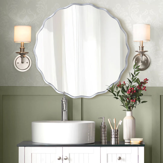 Aluminum Alloy Framed Wavy round Wall Mirror