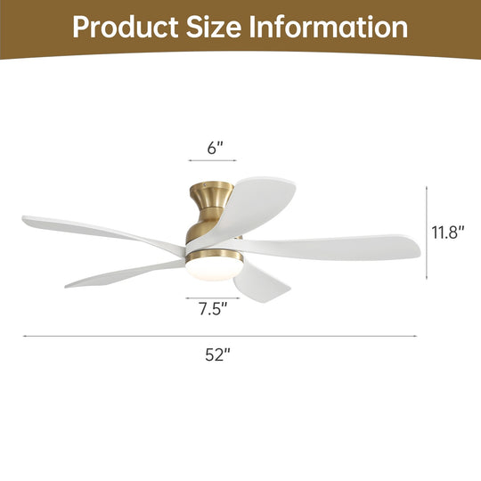 Sofucor 42"/48"/ 52"/60"Noiseless Walnut Wood Ceiling Fan with Remote Control, Integrated Light Optional