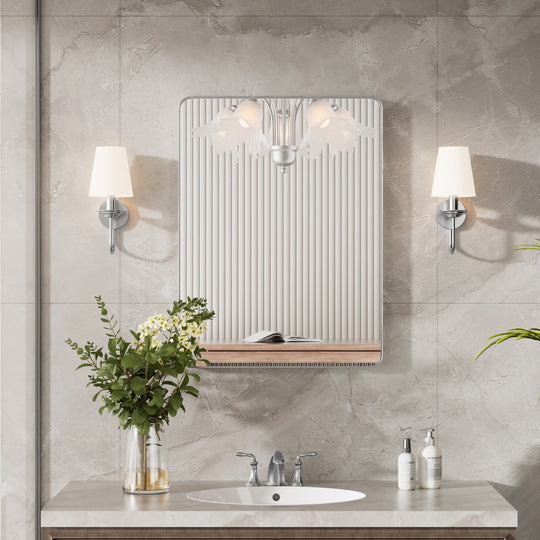Modern Rounded Rectangle Metal Frame Wall Mirror