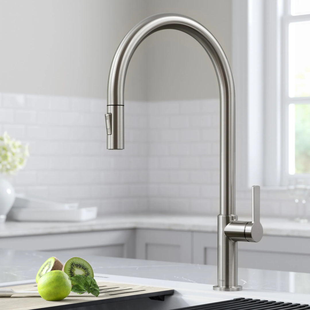 2-Function 1-Handle 1-Hole Pulldown Sprayer Brass Kitchen Faucet
