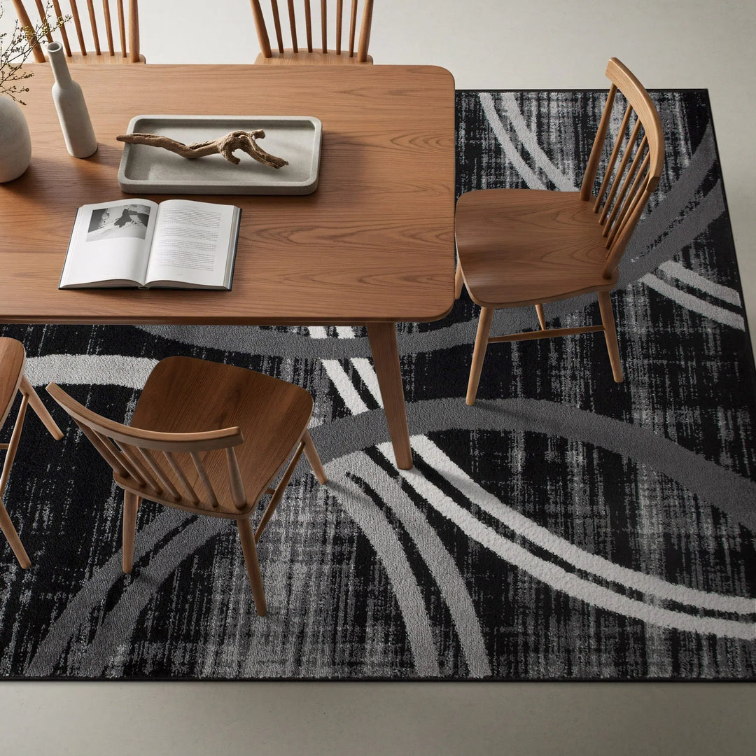 Contemporary Abstract Circles Design Area Rug