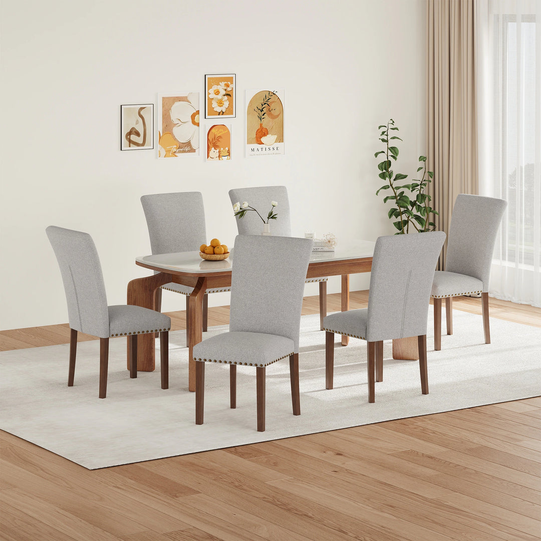 RENEWLINE Dining Chairs, Fabric with Nailhead Trim and Wood Legs